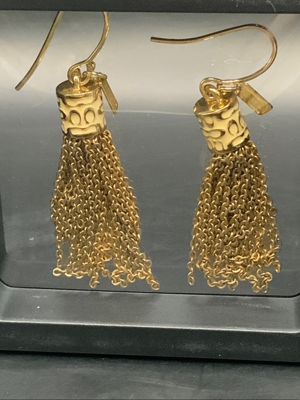 Coach Gold Chain Tassel Drop Earrings